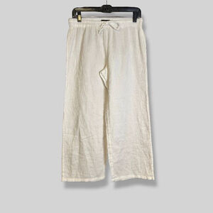 J.Crew Airy Cropped Pants Pull-On Wide Leg Cotton Gauze Drawstring Tie White XS